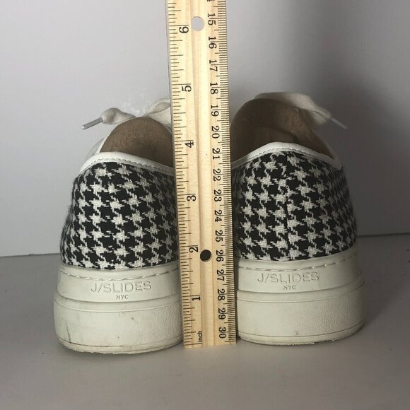 J/SLIDES NYC Nate Sneakers Women's Size 8.5 Black Houndstooth Platform Shoes - Picture 4 of 11